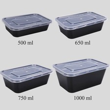 Plastic Food Containers with Lids Takeaway Microwave Freezer Safe Reusable Black