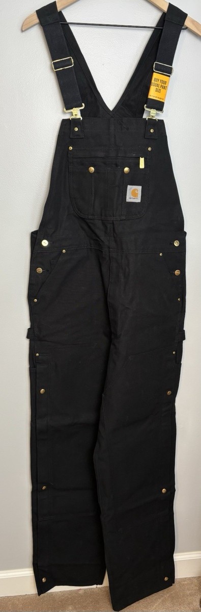 NEW Carhartt Men's Unlined Zip To Thigh Bib Overalls Black