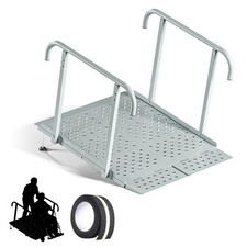 Portable Wheelchair Ramp with Handrails, 39" L x 32"W, Silver