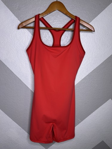 ADANOLA Women’s Ultimate Racer Back Piping Romper - Apple Red - Size Medium EUC - Picture 3 of 10
