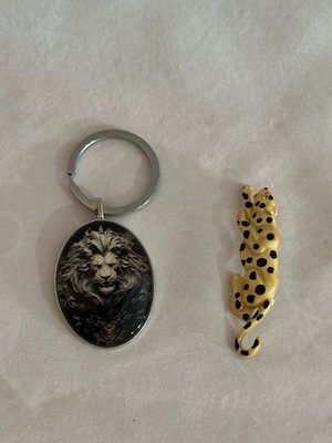 Miscellaneous Lion Key chain and Cheetah Pin