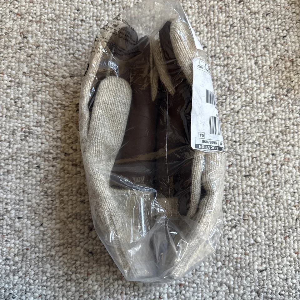 Guantes de lana de trapo de avena J Crew con Touchtech de cuero. Hombre Pequeño-Mediano. Nuevo con etiquetas Foto 3 de 4