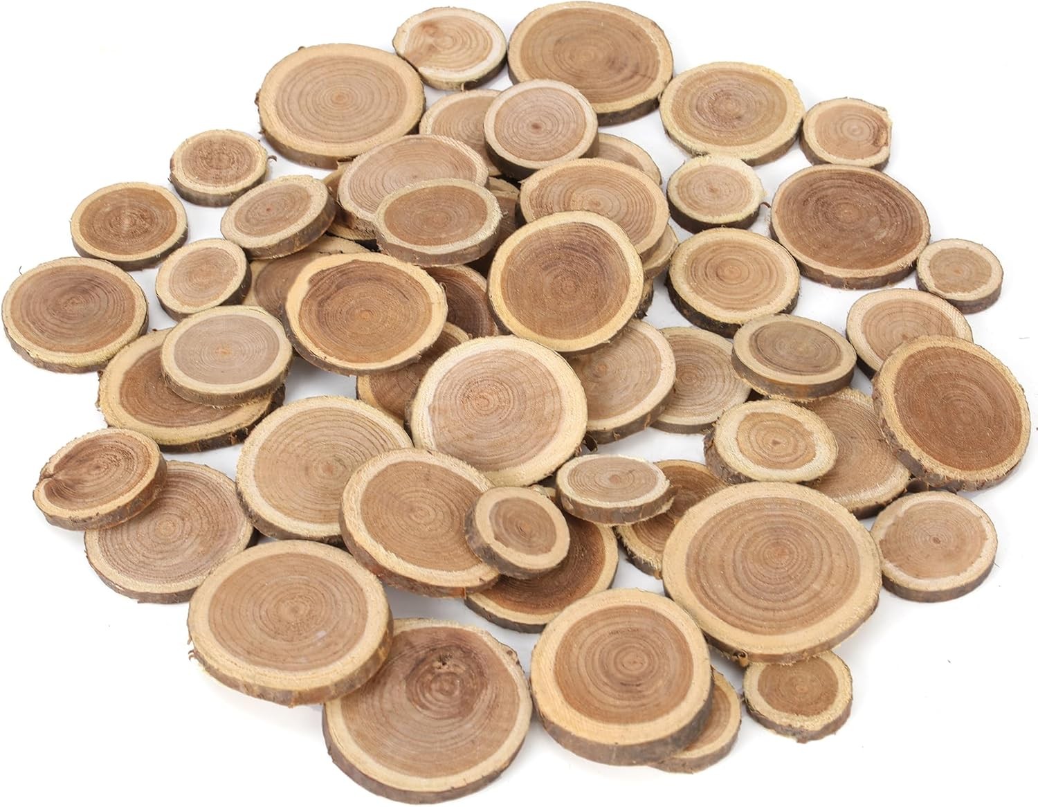 BYHER Natural Wood Slices for Crafts, 1.2"-2.5" Mini Assorted Size - 8OZ 