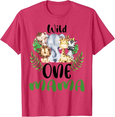 Mama of The Wild One Zoo Birthday Safari Jungle Animal T-Shirt Hoodie - Picture 10 of 16