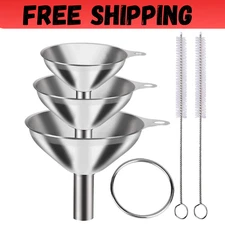 6 Pcs Stainless Steel Mini Funnels for Kitchen Use Large Tiny Small Funnel Set 3