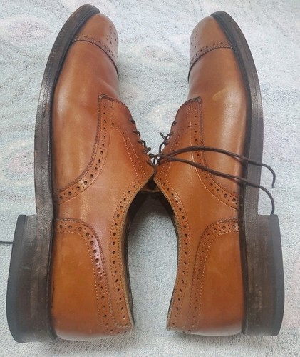 Allen Edmonds Sanford Walnut Tan Brown Medallion Toe Leather Dress Shoes 12 B - Picture 4 of 23