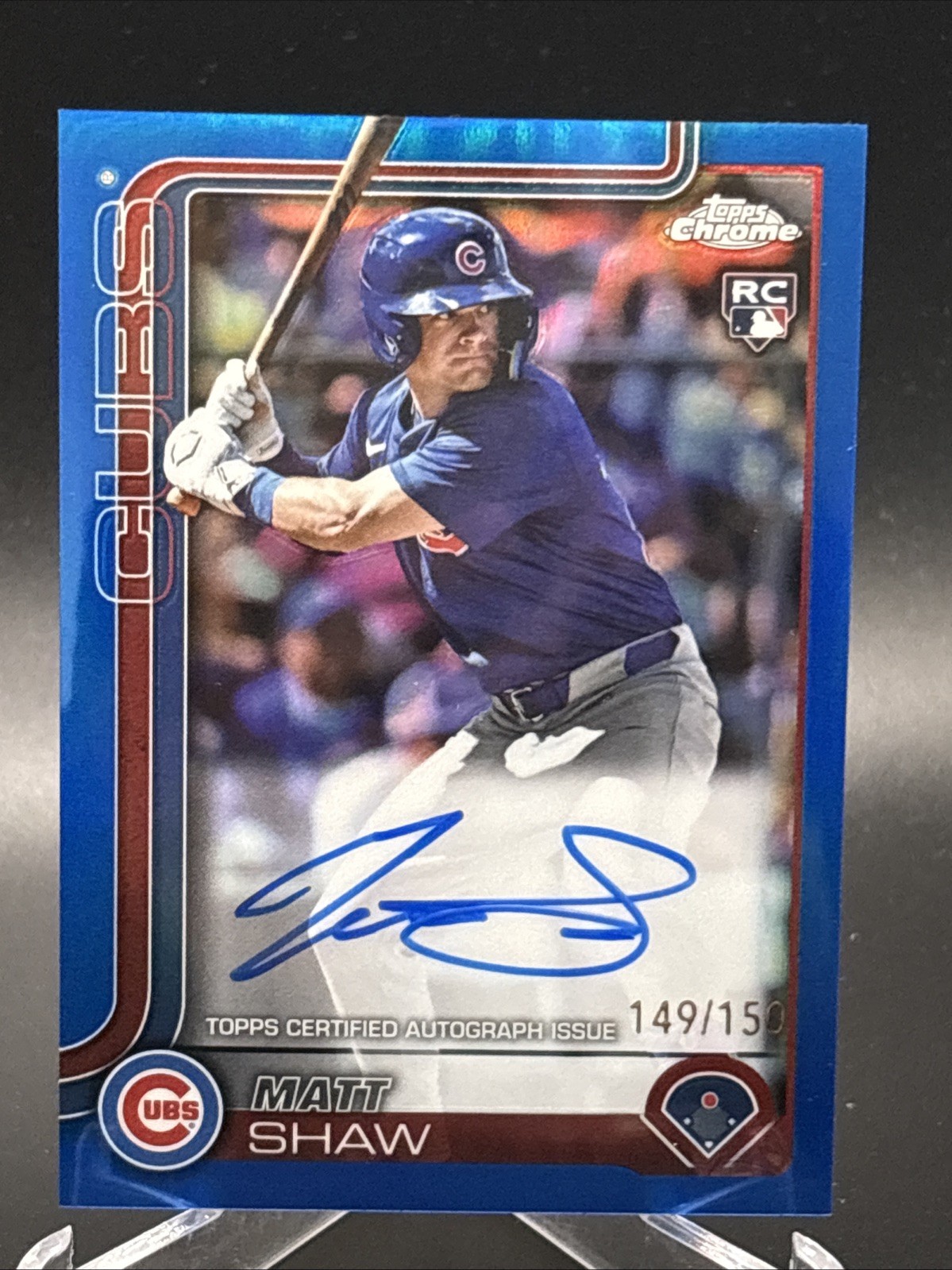 2025 Topps Chrome MATT SHAW RC Auto /150 True Blue COLOR MATCH #RA-MS Rookie Cub