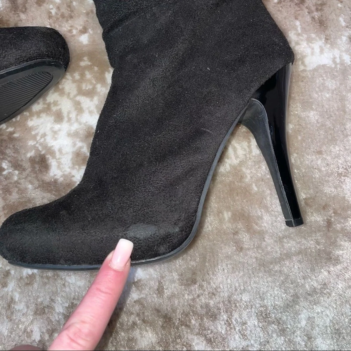 Anne Michelle Savior botas de tacón negro hasta la rodilla gamuza material similar TALLA 9