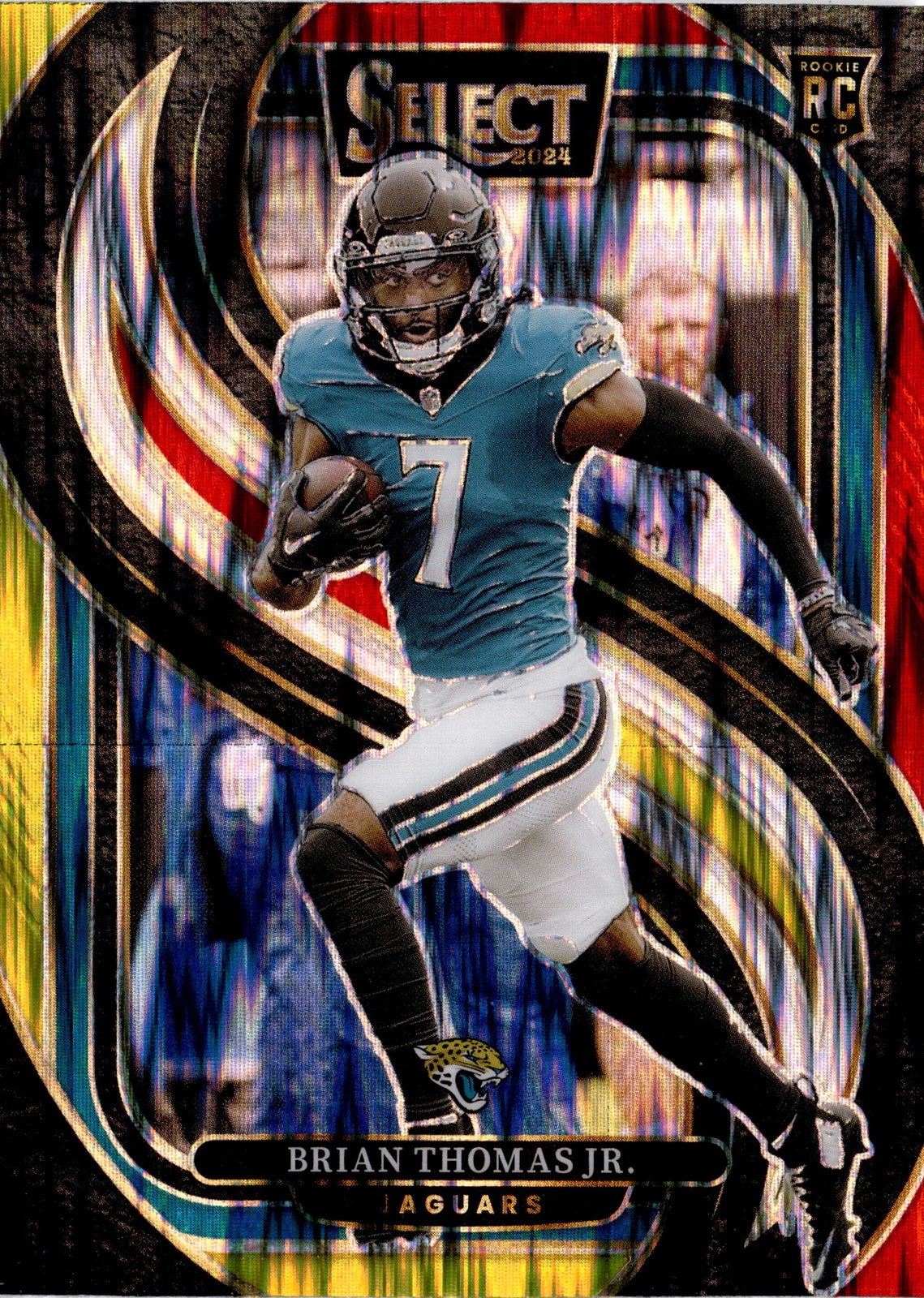 2024 Panini Select #143 Brian Thomas Jr. Red & Yellow Prizm Shock