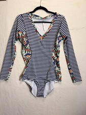 Seea Swimsuit Rash guard XL Floral Stripes Long Sleeve One Piece Surf Suit