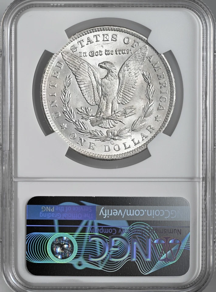 Dólar de plata Morgan 1885-O $1 "como nuevo de Nueva Orleans" NGC MS63 #8675097-015 Foto 4 de 4