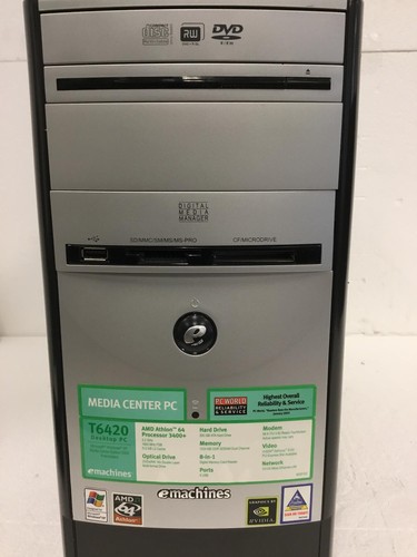 EMACHINES T6420 Amd Sempron 3200+ 2.20Ghz Computer w/1GB Ram, DVDRW, No HD - Afbeelding 6 van 11
