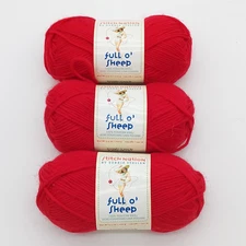 3 Skeins Stitch Nation Full O'Sheep Debbie Stoller Poppy 100% Peruvian Wool