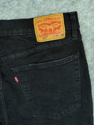 Levis 531 Jeans Herren 36x30 Schwarz Distressed Sportlich Slim Stretch Grunge Denim - Bild 9 von 9