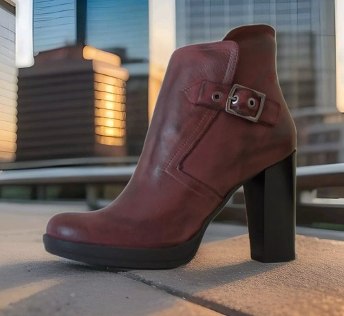 POLVERE stivaletti donna Made in Italy in Pelle bordeaux con tacco Eu-40 €95,00 - Foto 20 di 20