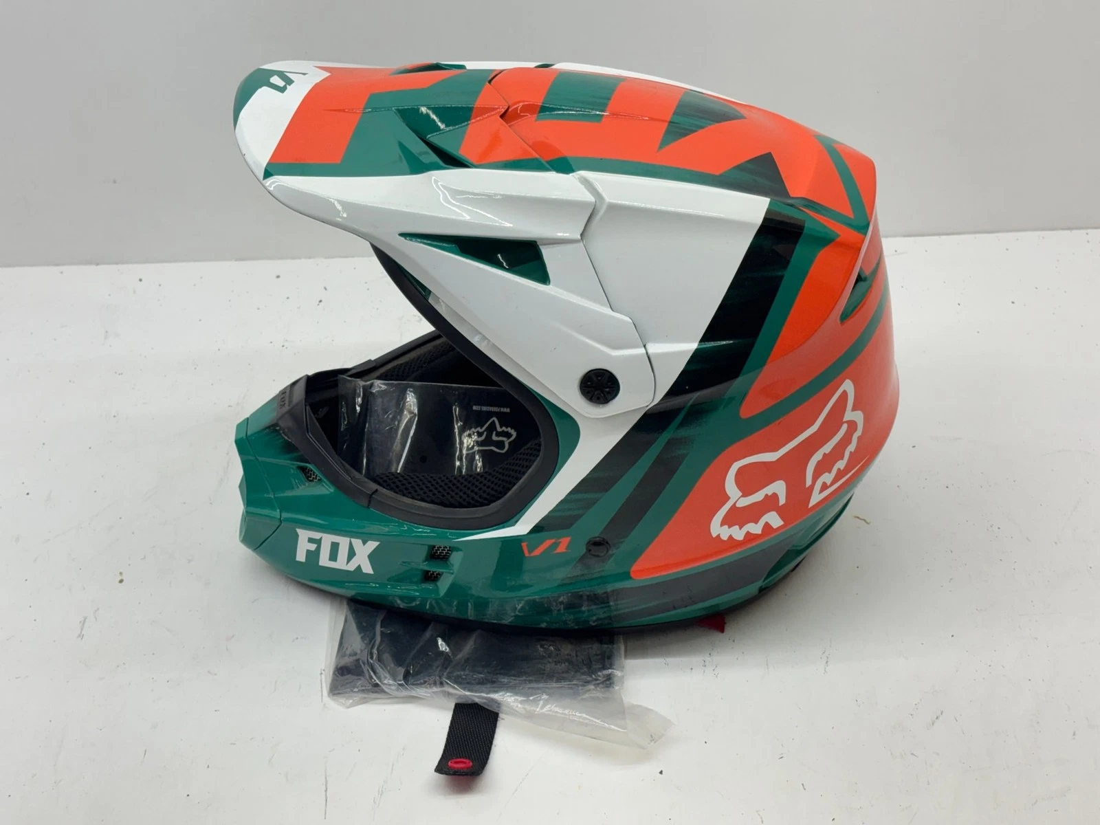 Fox Men's Helmet Large White Orange Green L Riding Head Protection Gear MX
