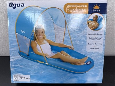 Aqua Leisure LUXURIOUS INFLATABLE POOL LOUNGER FLOAT RECLINER + SUNSHADE CANOPY