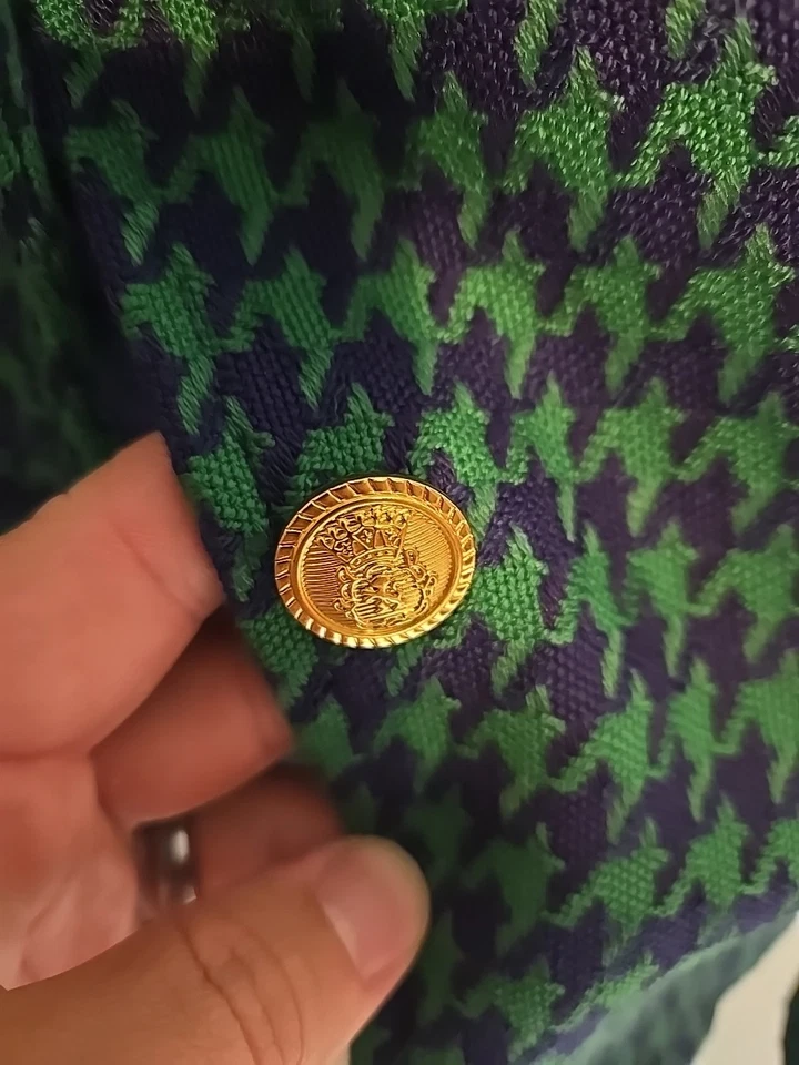 Blazer tejido Joan Rivers Wms talla 20W púrpura/verde parches traseros reunidos Foto 4 de 4