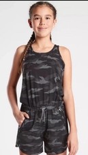 Athleta Girl Black Camo On The Go Shorts Romper NWOT Size 8