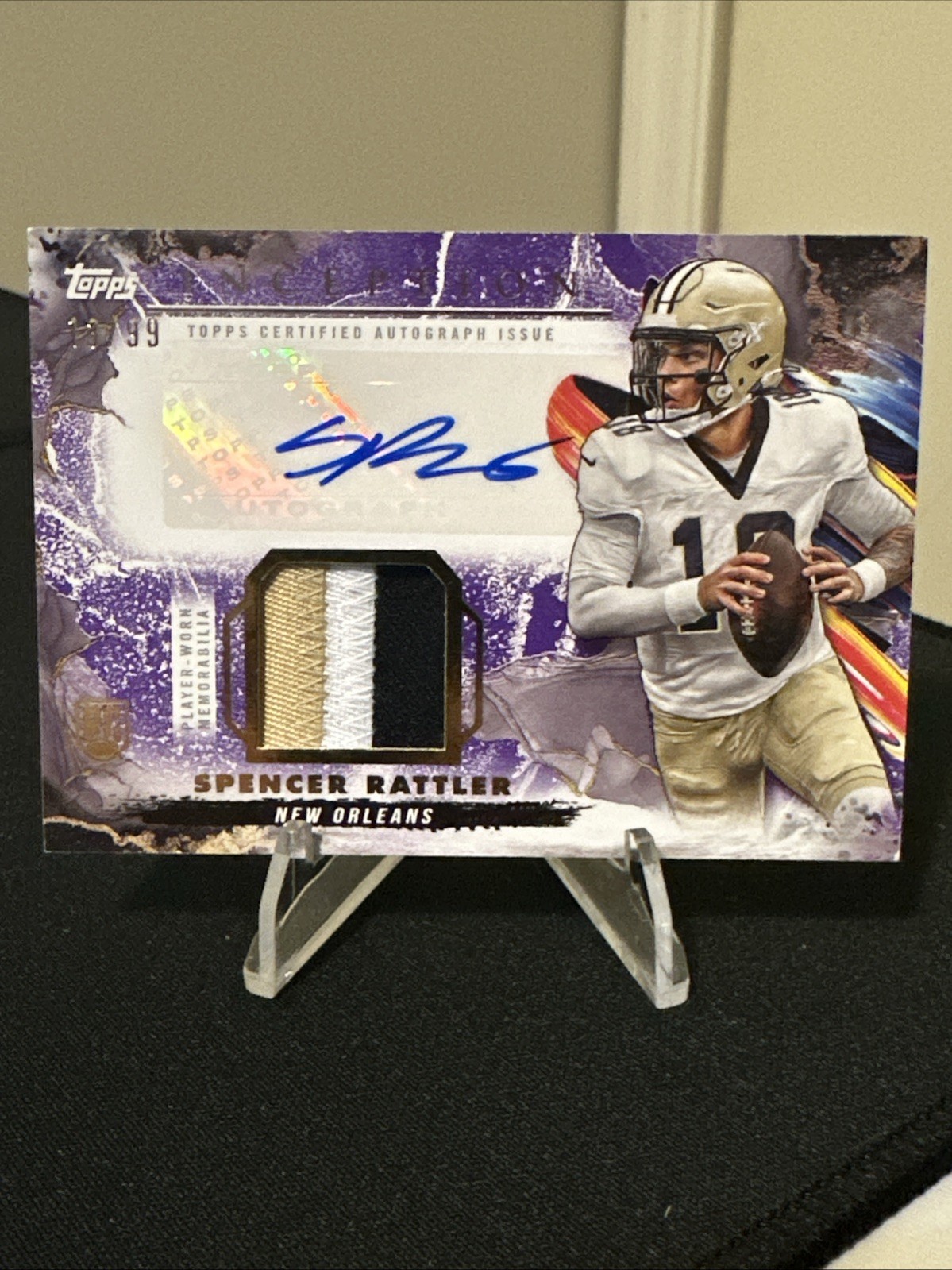 2024 Topps Inception Spencer Rattler Provenance Patch Auto /99 Player Worn RPA