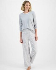 Charter Club Women's Gray 2-Pc. Long-Sleeve Pajamas Set L