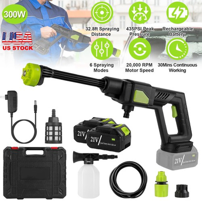 #ad 6 in 1 Spraying Nozzle Cordless Handheld Pressure Washer Filter Battery Powered $58.48