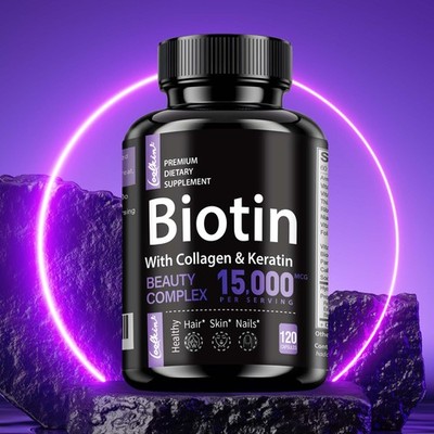 Biotin 15000mcg - MSM, Collagen, Keratin - Anti-aging, for Hair, Skin & Nails