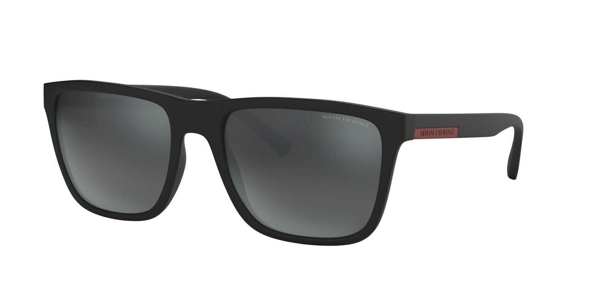 Armani Exchange マットブラック ダークグレー サングラス 55mm Armani Exchange AX4026S 812287 Men's Square Sunglasses for