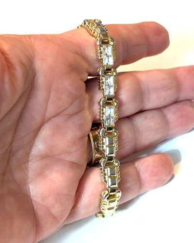 Glass Rhinestone Link Bracelet, Gold-tone, 7" x 3/8" Elegant gbr-77 - Picture 3 of 8