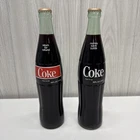 VTG Pair of COCA-COLA FULL 16oz Glass Bottle Unopened Red Cap 1970s