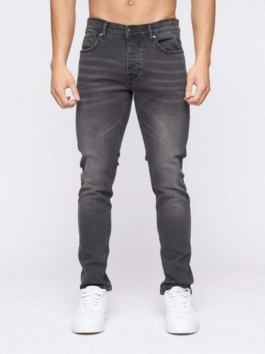 Crosshatch - Men's 'BURACA' Slim Fit Denim Jeans - Charcoal Wash - Picture 18 of 37