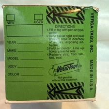 Green Versa Tags for Car Auto Dealerships - 250 Key Tag Rings -