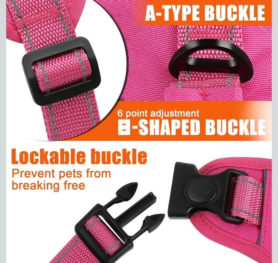 Escape Proof Dog Harness for Small Medium Dogs Six Point Adjustable (S/M) Pink - Image 4 of 4