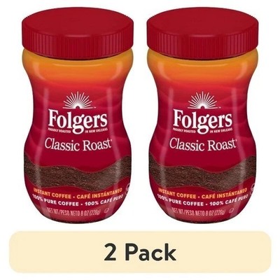 (2 pack) Folgers Classic Roast Instant Coffee, 8-Ounce Jar