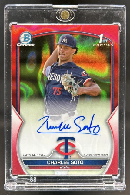 2023 Bowman Draft Charlee Soto Chrome Auto Red Lava Refractor 1st #/5 Twins