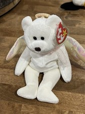 Ty Beanie Babies Halo the Angel Bear. Brown nose, #425 red stamp, RETIRED,