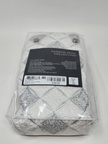 Hudson Park Collection White Lattice Textured EURO Pillow Sham Bedding 26X26 - Picture 7 of 8