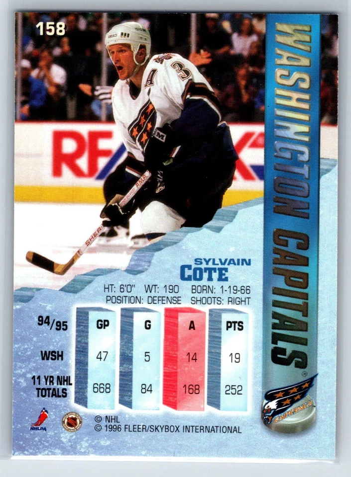 1995-96 Metal Sylvain Cote Washington Capitals #158 - Image 2 of 2