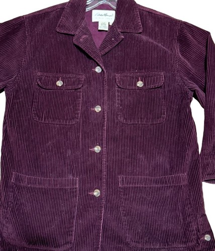 EDDIE BAUER PURPLE CORDUROY JACKET BARN COAT SZ S MID-LENGTH POCKETS WOMENS - Picture 2 of 4