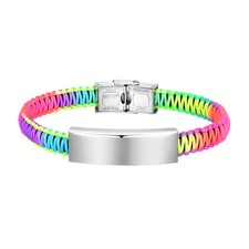 KLSHGIRL Rainbow Personalized Medical Alert ID Bracelet Braided Wristband