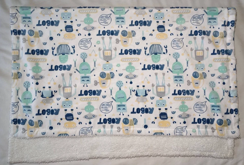 SL Home Fashions Robot Baby Boy Blanket White Sherpa Plush RN: 119741 - Image 2 of 3