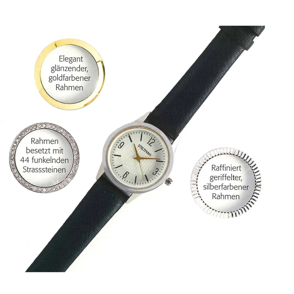 Quarzo Orologio da Polso Donna Con 3 Cornice di Ricambio Analogico Al - Immagine 3 di 4