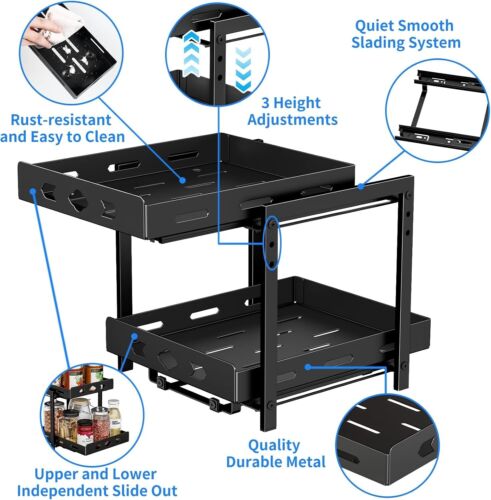 2-Tier Pull Out Spice Rack Organizer - Adjustable & Space-Saving for Cabinets - Picture 10 of 11