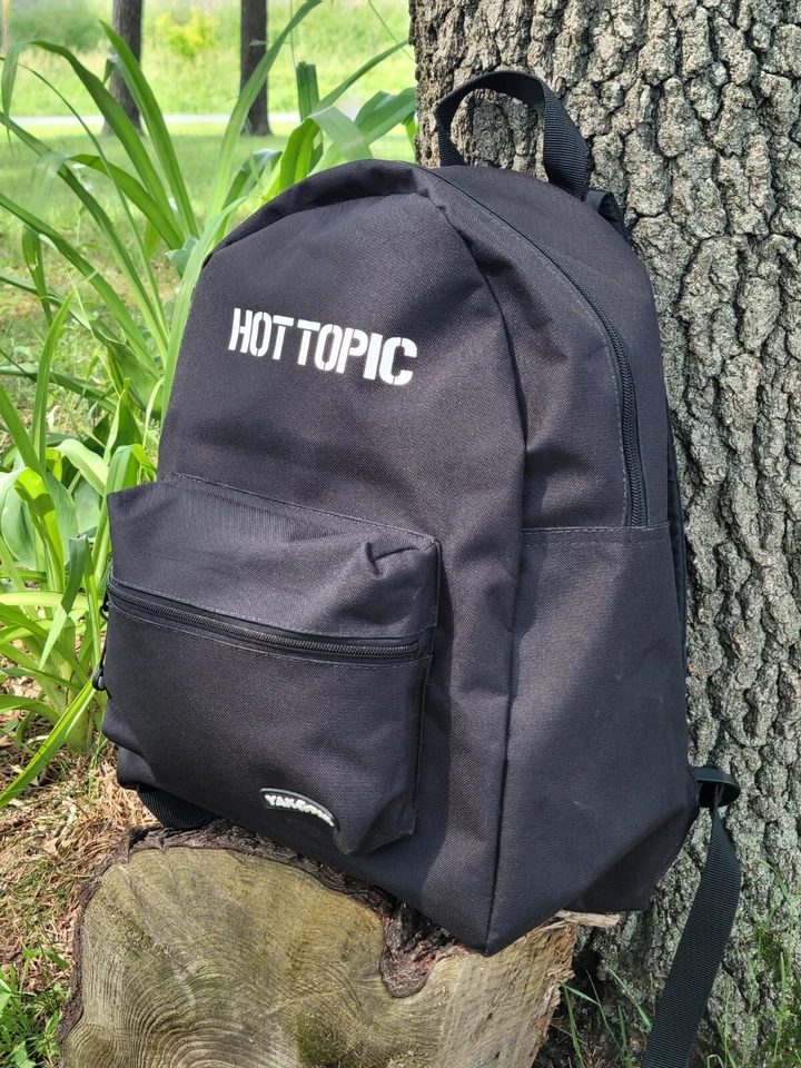 Mochila negra YakPak Hot Topic mochila bolsa de libros dos bolsas cremallera correas ajustables Foto 4 de 4