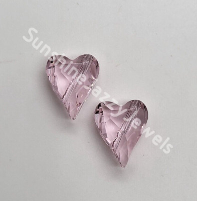 2pc Swarovski Crystal Rosaline 17mm Wild Heart 5743 Beads; Large Size