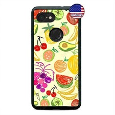 Google Pixel 3 3XL 2XL Summer Fruits Apple Grapes Avocado Banana Case Cover