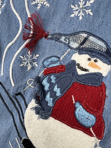Ugly Christmas Shirt Fashion Bug Denim Jacket Embroidered Attached Tank 30/32W - Picture 6 of 23