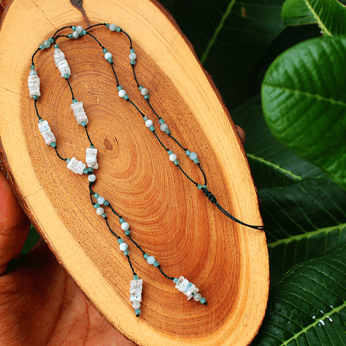 Handmade Natural Rainbow Moonstone Micro Macrame Beaded Reiki Gemstone Necklace - Picture 8 of 14