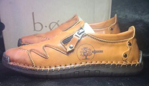 Men's Casual Brown Leather Shoes, Hand Made, Waterproof • Size 10 • New In Box