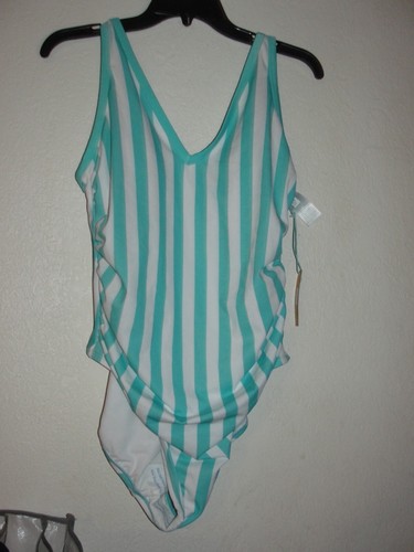 Plus size 1X 18W One Piece turquoise stripped Swimsuit Kona Sol